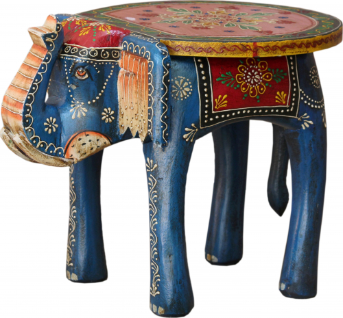 Vintage stool, flower bench in elephant shape - blue - 30x40x30 cm 