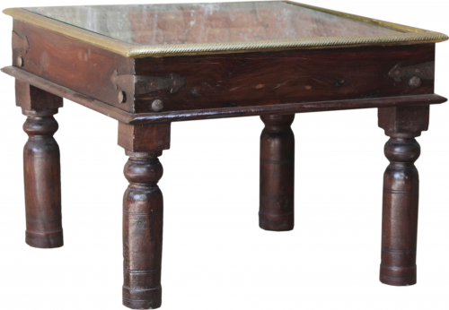 Colonial style coffee table, coffee table with glass top - Model 85 - 45x60x60 cm 