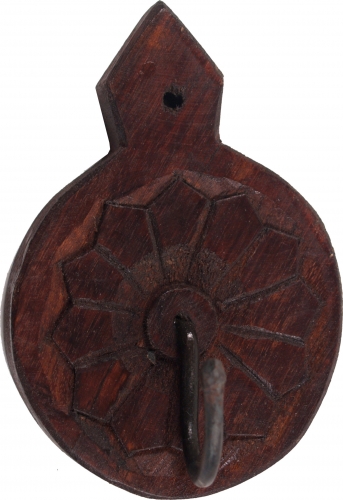 Indian round wooden wall hook, key rack, coat hook - model 2 - 18x13x10 cm 