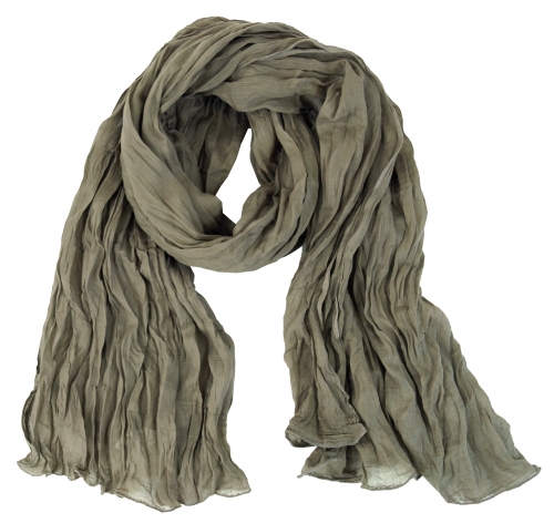 Indian cotton scarf, shawl, crinkle scarf - gray - 160x100 cm