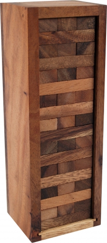 Holzspiel, Geschicklichkeitsspiel, Knobelspiel - Holzturm, verflixter Turm - 24x8x7 cm 