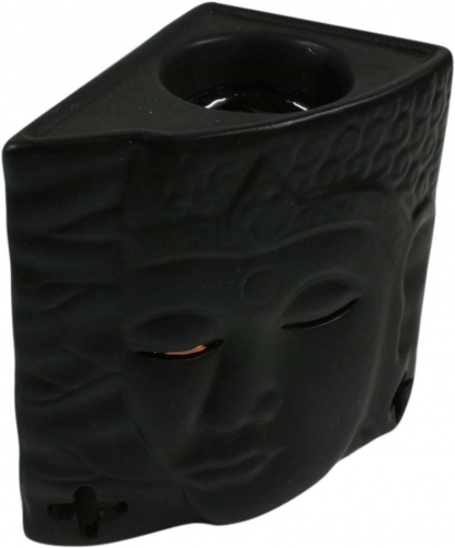 Keramik Duftlampe - Buddha 1 schwarz - 12x10x7 cm 