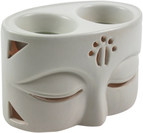 Keramik Duftlampe - Buddha 2 wei - 8x12x7 cm 