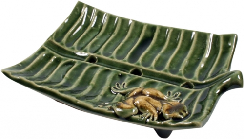 Exotische Keramik Seifenschale - Blatt - 2x10x8 cm 