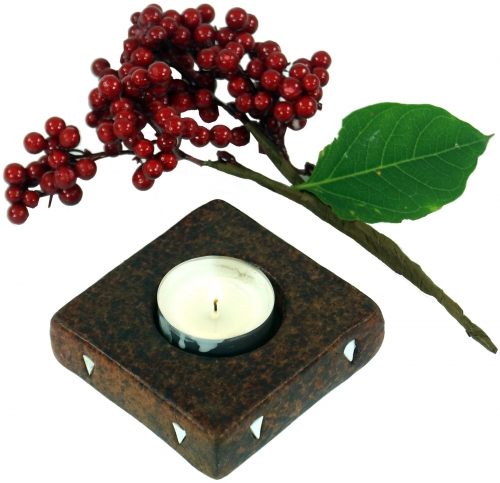 Candle holder, tealight holder ceramic no.2 - 2x8x8 cm 