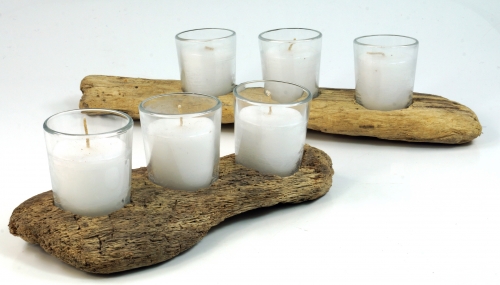 Candle holder driftwood with 3 candle jars - 8x10x25 cm 
