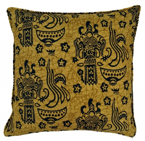 Wax batik cushion cover - mustard - 40x40x1 cm 