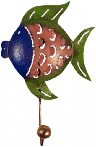 Kleiner Garderobenhaken, Metall Kleiderhaken - Fisch 1 - 18x10x4,5 cm 