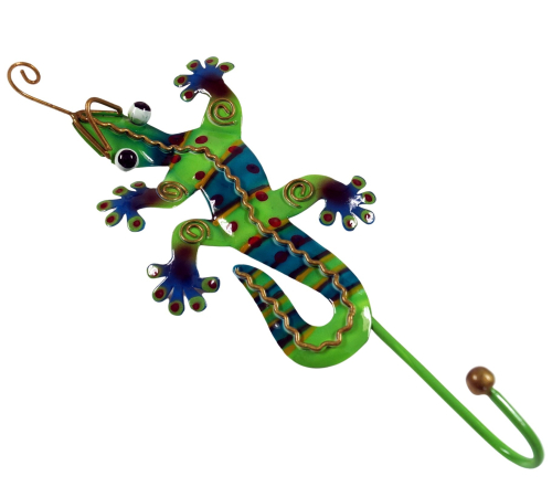 Small coat hook, metal coat hook - Gecko green - 23,5x11x4 cm 