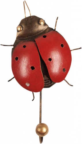 Small coat hook, metal coat hook - ladybug - 18x12x4 cm 