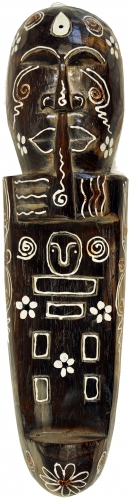 Kleine Abstrakte Maske, Wandschmuck, Ethno Wanddekoration aus Balsaholz - Modell 9 - 50x16x6 cm 