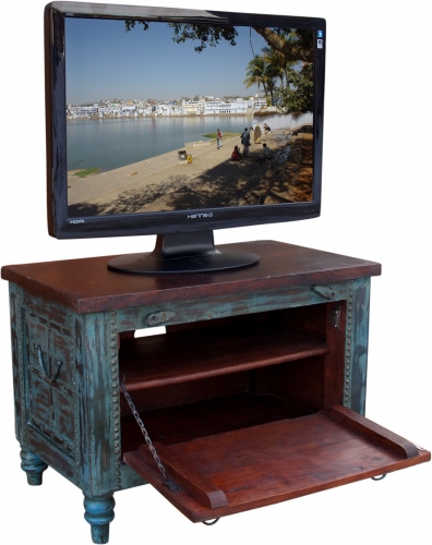 Small colonial style plasma TV box TV table - blue - 50x70x40 cm 