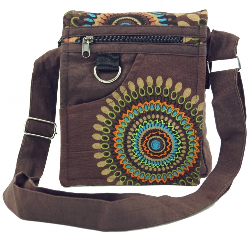 Small shoulder bag, hippie bag, goa bag - brown - 18x17x4 cm 