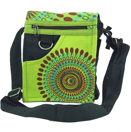 Small shoulder bag, hippie bag, goa bag - green - 18x17x4 cm 