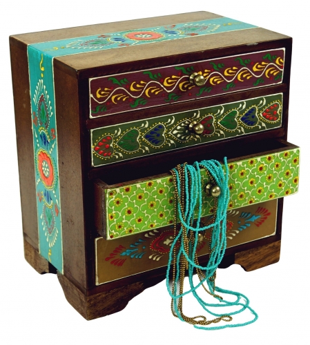 Small apothecary cabinet, jewelry box, hand-painted drawer cabinet - model 8 - 22x20x13 cm 