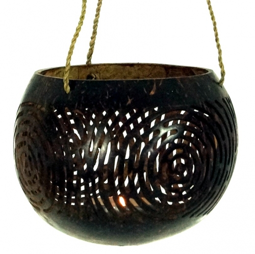Hanging coconut tea light - model 1 - 8x11x11 cm  11 cm