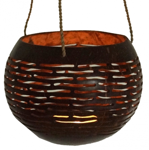 Hanging coconut tealight - model 3 - 8x11x11 cm  11 cm
