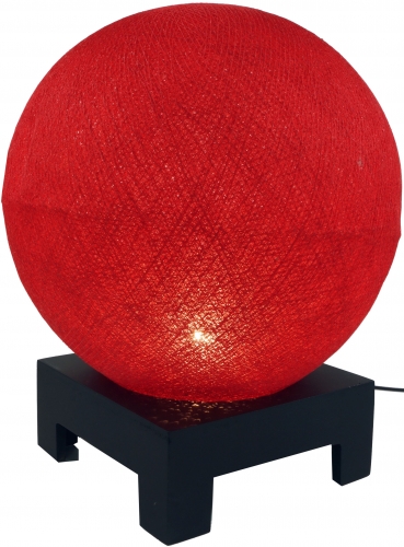 Ball table lamp with MDF stand made of cotton threads - red - 40x30x30 cm  30 cm