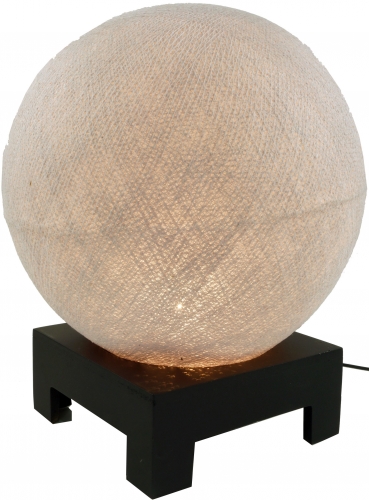 Ball table lamp with MDF stand made of cotton threads - silver-grey - 40x30x30 cm  30 cm
