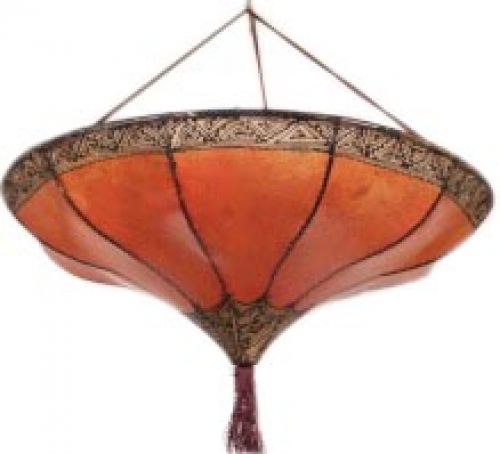 Henna - Leather ceiling lamp/ceiling light - Salem orange - 20x50x50 cm 