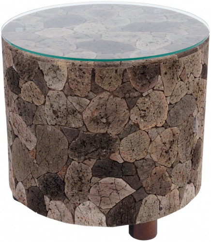 Lava stone coffee table with glass top - Model 10 - 45x50x50 cm  50 cm