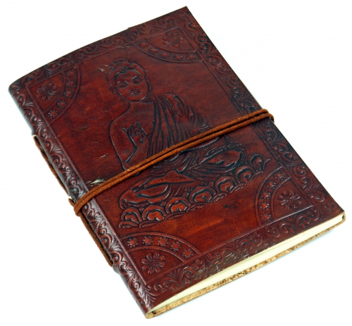 Leather book, notebook, diary, writing book with leather cover - Buddha 12*17 cm