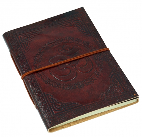 Leather book, notebook, diary, writing book with leather cover - Om 12*17 cm