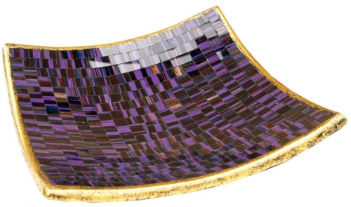 Eckige Mosaikschale, Untersetzer, Dekoschale, handgearbeitete Keramik & Glas Obst Schale - Design 11