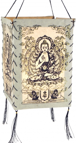 Lokta Papier Hnge Lampenschirm, Deckenleuchte aus handgeschpftem Papier - Buddha 2 wei - 28x18x18 cm 