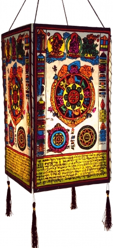 Lokta Papier Hnge Lampenschirm, Deckenleuchte aus handgeschpftem Papier, Gebetsmhle - Mandala - 40x23x23 cm 
