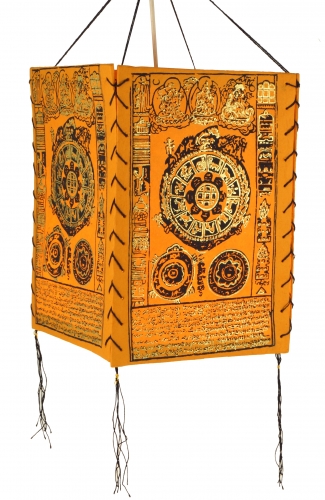 Lokta Papier Hnge Lampenschirm, Deckenleuchte aus handgeschpftem Papier - Mandala orange - 28x18x18 cm 