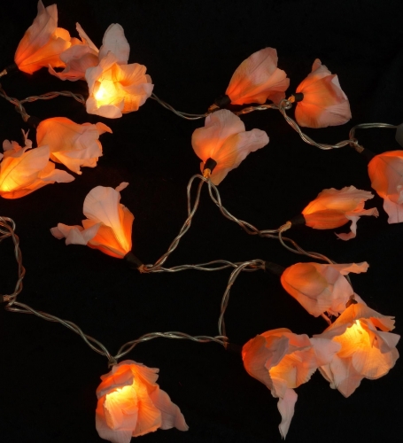 Lotus flowers LED light chain 20 pcs - flower orange - 6x6x350 cm  6 cm