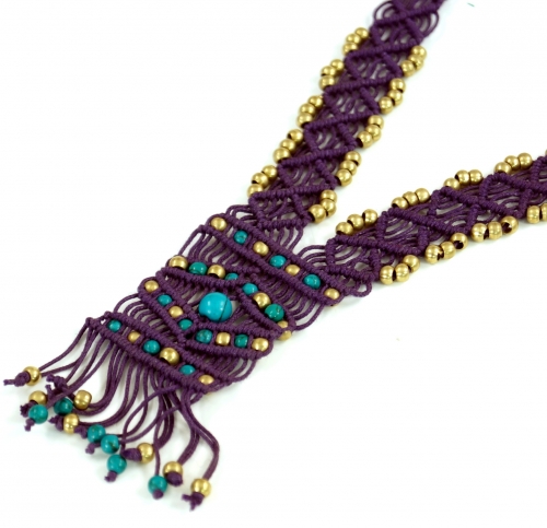 Macram necklace with bead, boho macram necklace, fairy jewelry - purple