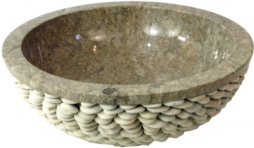 Marble countertop washbasin, gray wash bowl set with river stone - 15x40x40 cm  40 cm