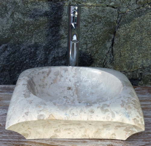 Massives Marmor Aufsatz-Waschbecken, Waschschale, Naturstein Handwaschbecken - 40*40 cm  Modell 23