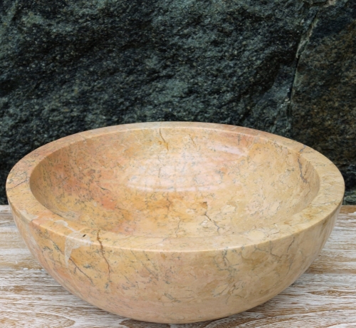 Solid round marble countertop sink, wash bowl, natural stone hand wash basin -  40 cm model 4