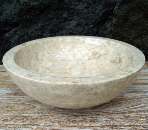 Solid round marble countertop sink, wash bowl, natural stone hand wash basin -  40 cm model 8