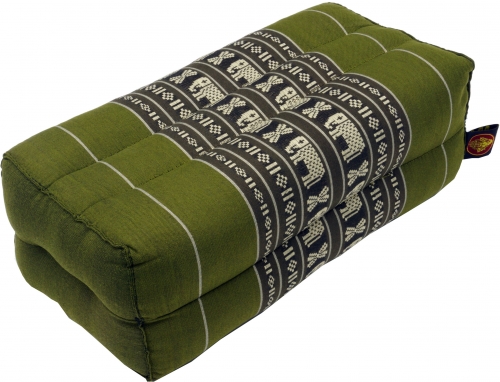 Meditation cushion, block cushion, square yoga support cushion, support cushion, Thai neck support with kapok - green 2 - 10x20x30 cm 