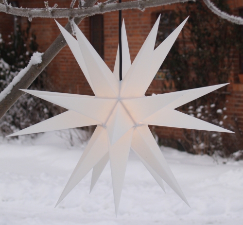 Melchior Outdoor II white, very stable 3D outdoor star  60 cm, with 20 tips, incl. 4 m outdoor cable - Melchior white