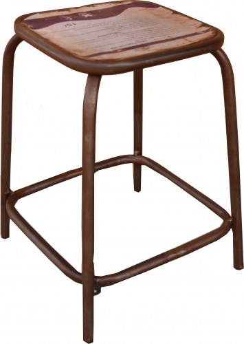 Metal stool - brown - 46x35x35 cm 