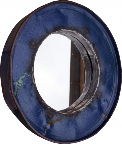 Metal mirror made from recycled metal barrel lid, vintage decorative mirror - color 3 - 60x60x9 cm  60 cm