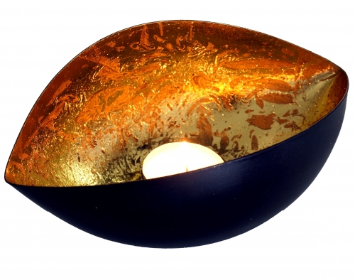 Metal tealight lantern gold - 7,5x11x18 cm 