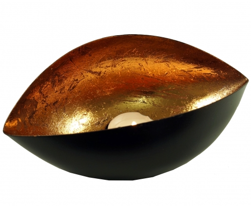 Metal tealight lantern copper - 7,5x11x18 cm 