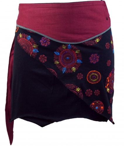 Mini skirt boho chic, wrap skirt, ladies skirt, cacheur - bordeaux