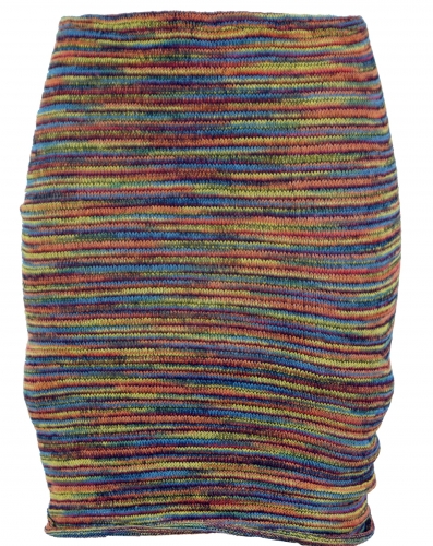 Mini skirt, boho knit skirt, ethnic skirt - rainbow