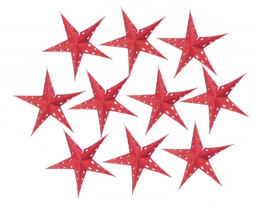 10 pcs. Paper stars for fairy lights 20 cm, foldable - red