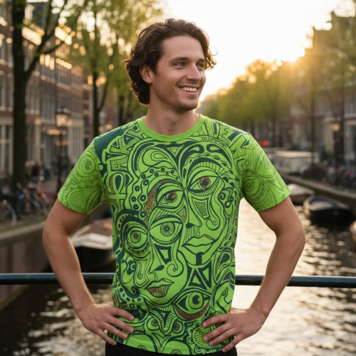 Mirror T-Shirt - Faces/gr�n