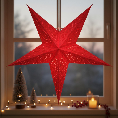 Faltbarer Advents Leucht Papierstern, Weihnachtsstern 60 cm - Mercury rot