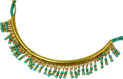 Costume jewelry necklace - gold/turquoise - 47 cm