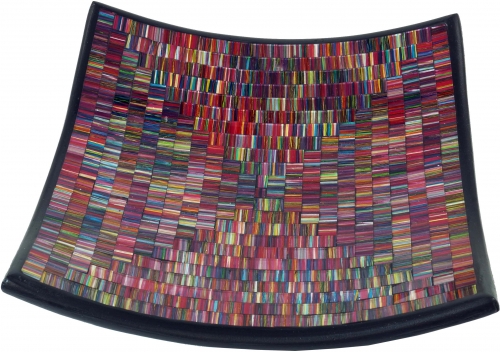 Eckige Mosaikschale, Untersetzer, Dekoschale, handgearbeitete Keramik & Glas Obst Schale - Design 10